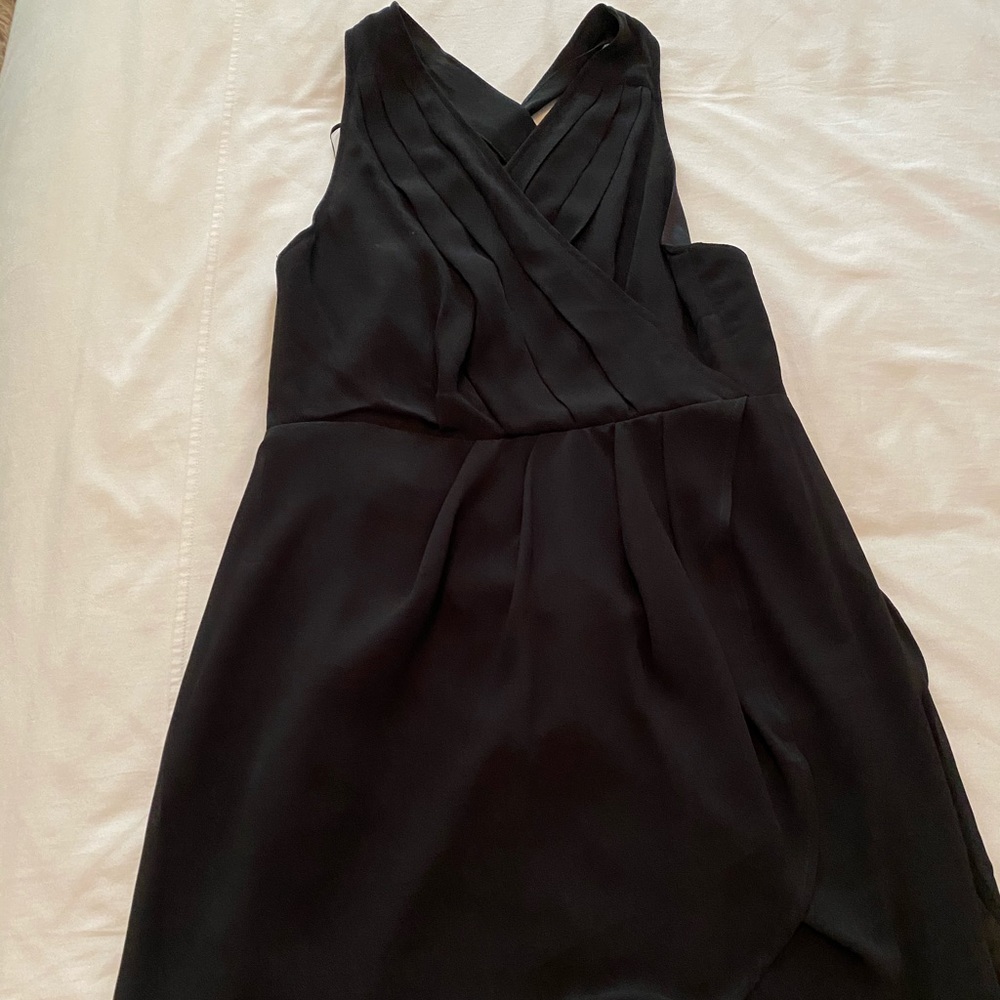 Black mini dress with a crisscross back